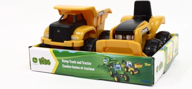 TOMY John Deere detské stavebné vozidlá – traktor a sklápačka (2 ks)