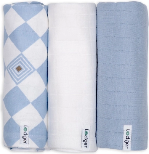 Lodger swaddler z organickej bavlny Blue fogg, 70 × 70 cm (3 ks)