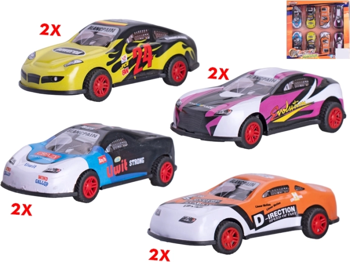 Sada športových autíčok s naťahovacím pohonom 8,5 cm, 8 ks
