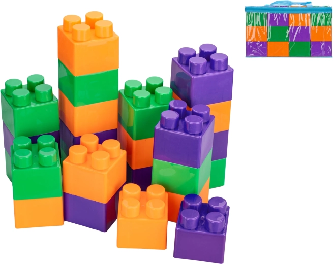 Stavebné kocky 9 cm, 24 ks v taške