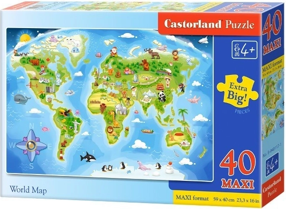 Castorland puzzle obrázková mapa sveta MAXI 40 dielikov