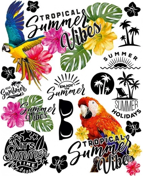 Letné nažehlovacie aplikácie – veľký arch 20 × 30 cm