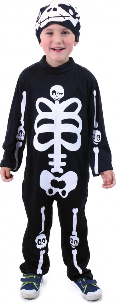 Detský kostým kostlivec s čiapkou M