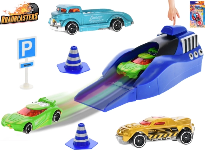 Roadblasters sada vystreľovacích autíčok s dopravnými značkami, 3 ks