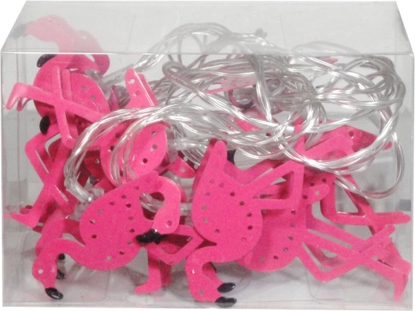 Farebné kovové svetelné reťaze v tvare plameniakov