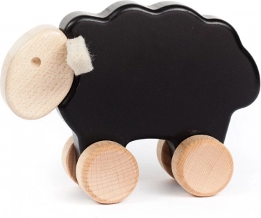 Drevený ťahací baranček čierny BAJO