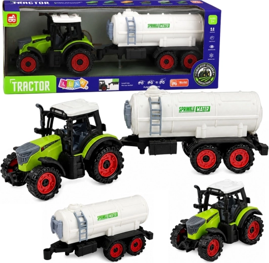 Detský farmársky traktor s cisternou na zotrvačník 34 cm