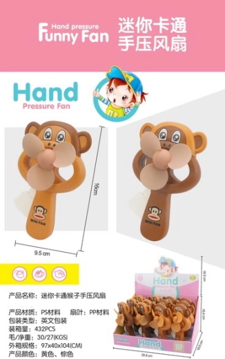 Ručný ventilátor opica 16 cm