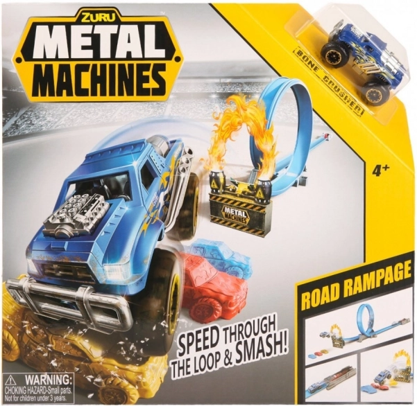 Kaskadérska pretekárska dráha s rampou a vystreľovačom s kovovým autom