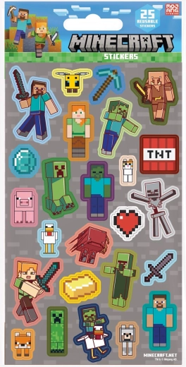 EP Line opakovane použiteľné 3D nálepky Minecraft, 25 kusov