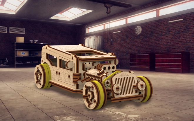 drevené 3D puzzle WOODEN CITY hot rod – mechanický model 141 dielov