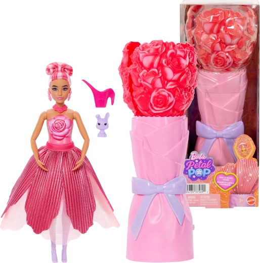 Bábika Barbie Petal Pop kvetinové prekvapenie červené ruže s doplnkami