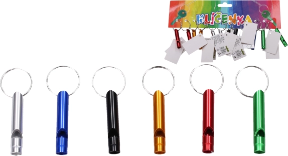 Prívesok na kľúče s farebnou píšťalkou 4,5 cm