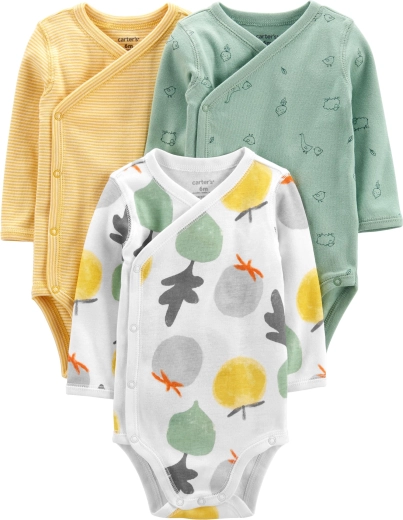 Carter’s body s dlhým rukávom Veggies, neutrálne, 3 ks, veľ. 46