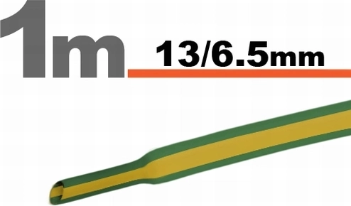 Zmršťovacia bužírka žlto-zelená 13 / 6,5 mm