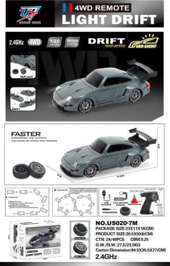 R/C driftovacie auto 1:20 so svetlami, zelené
