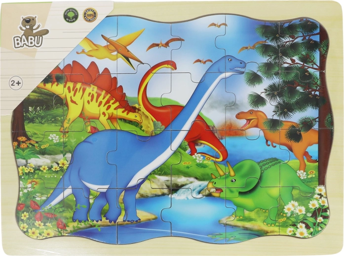 Babu drevené puzzle dinosaury 24 dielikov