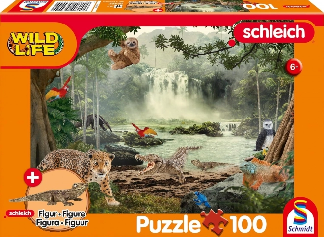 Puzzle SCHLEICH v dažďovom pralese 100 dielikov s figúrkou