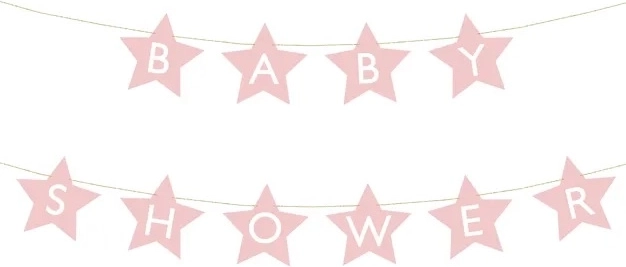 Baner na baby shower s hviezdičkami – Svetloružová