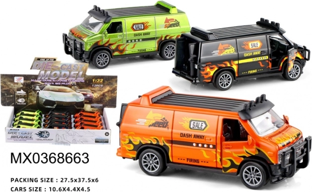 Kovový policajný dodávkový model 1:32 s funkciou spätného chodu