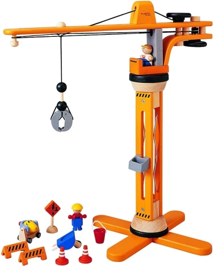 PlanToys drevená sada stavebného žeriavu