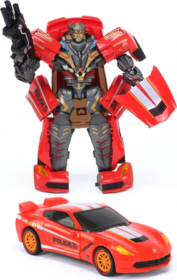 autorobot so svetlom a zvukom 20 cm – transformujúce policajné auto