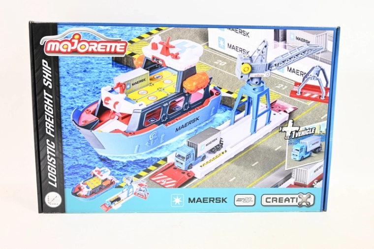Majorette prístavná sada Maersk s loďou, žeriavom a kamiónom