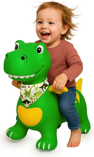 Skákací dinosaurus s krídlami HoppyDoo zelený s pumpičkou
