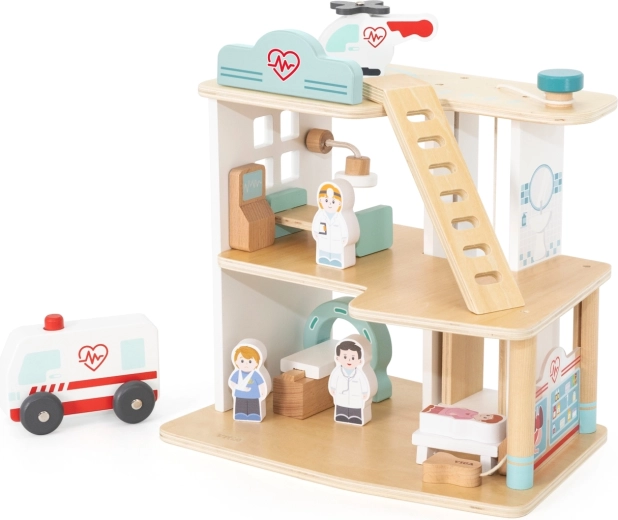 Viga Toys drevená nemocnica s príslušenstvom