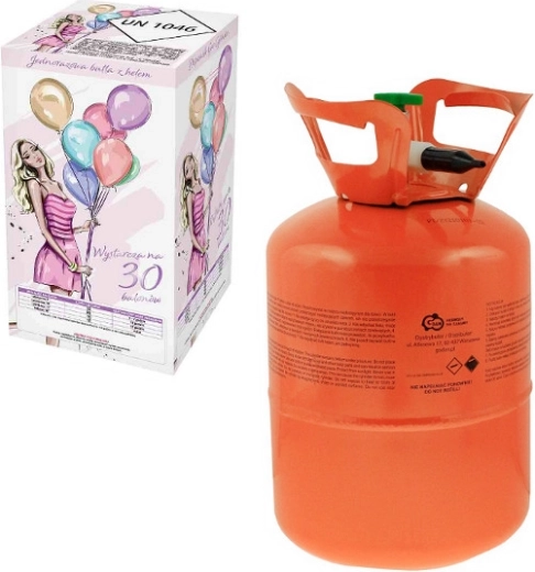 Jednorazová fľaša s héliom na 30 balónikov (9")