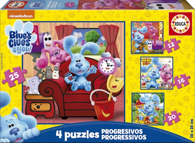 Puzzle BLUE'S CLUES 4v1 pre deti (12, 16, 20 a 25 dielikov)
