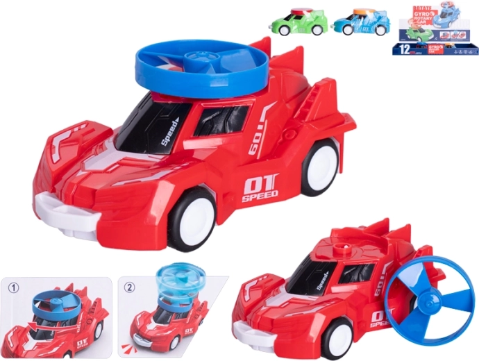 Športové autíčko na zotrvačník so spinnerom, 14 cm