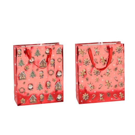 Vianočná darčeková taška Perníčky 26 × 32 × 10 cm, balenie 12 ks
