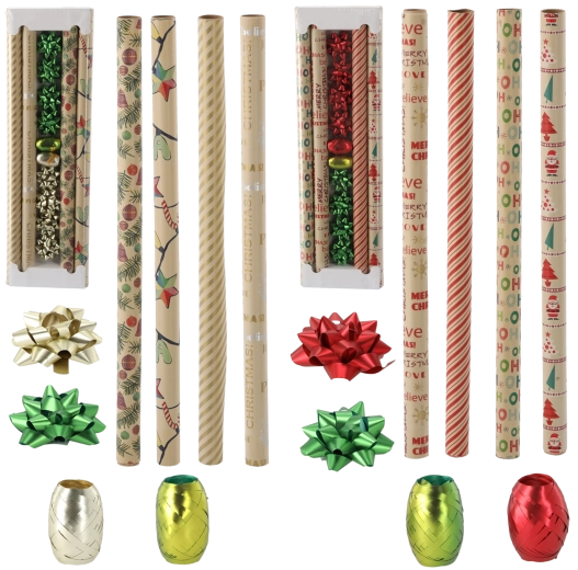 Vianočný darčekový set Kraft mix vzorov 70 × 200 cm