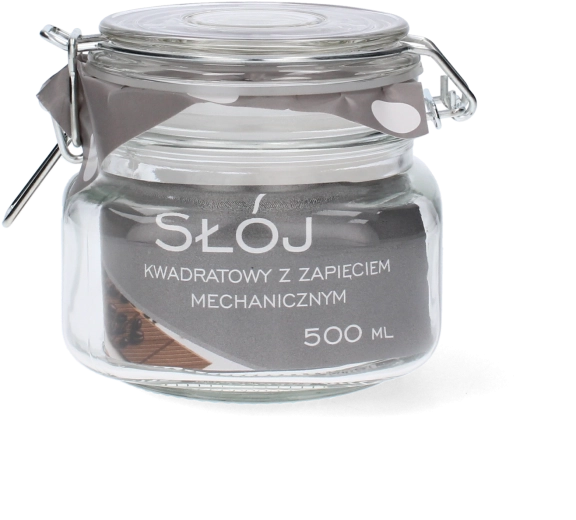 Sklenená štvorcová dóza 0,5 l s mechanickým uzáverom