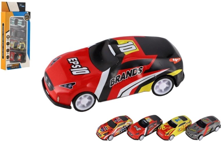 Súprava mini závodných autíčok s voľnobežným chodom, 4 ks