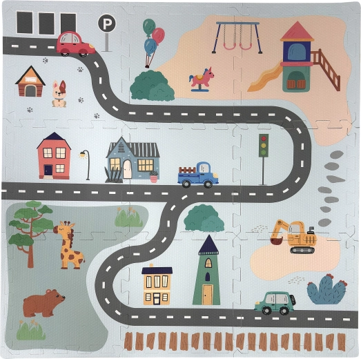 Humbi edukačná penová podlahová puzzle podložka Mesto – 9 dielov