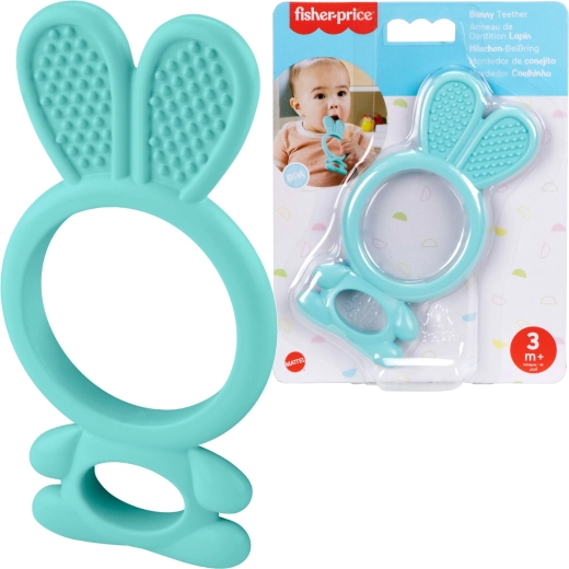 Fisher-Price mäkké hryzadlo pre bábätká – modrý zajačik