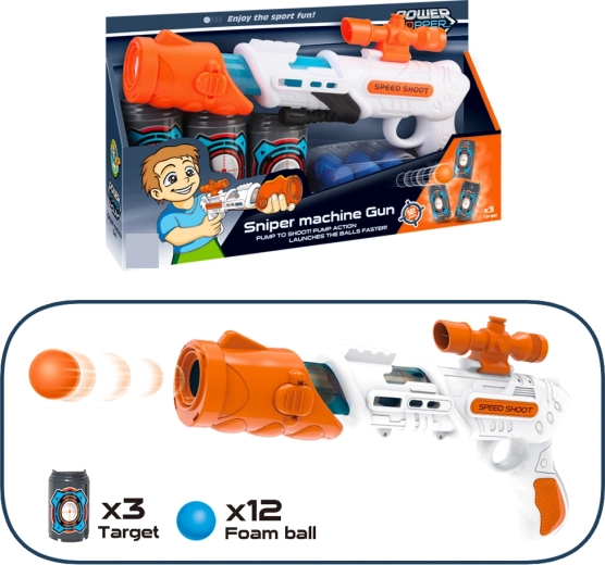 Pistole na penové guľôčky 34 cm s terčmi a 12 nábojmi