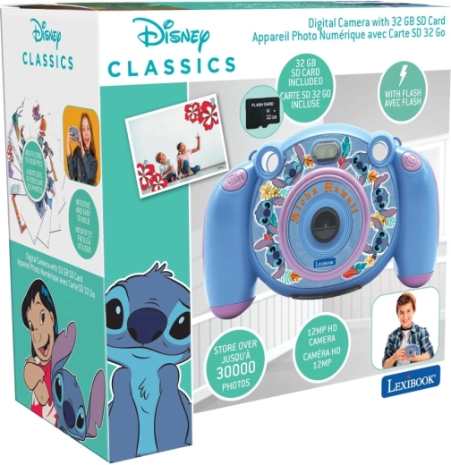 Lexibook detská HD kamera a fotoaparát Stitch s SD kartou