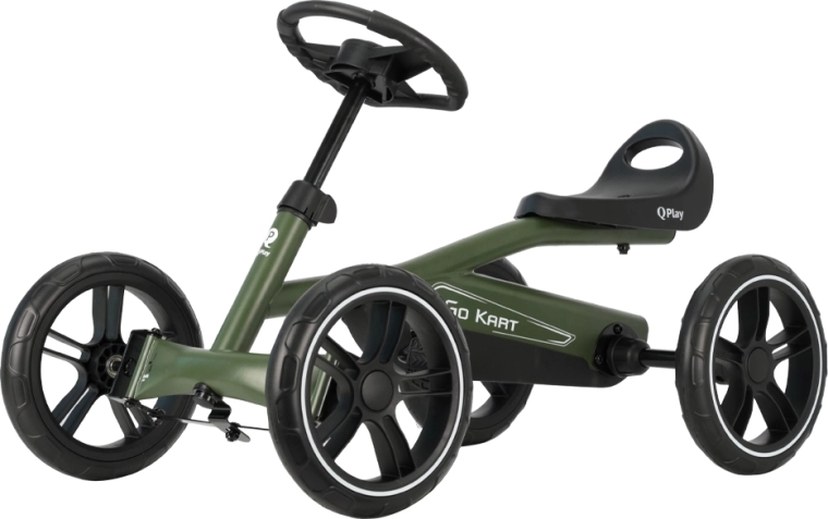 Qplay šliapacia motokára go-kart army green pre deti od 3 rokov