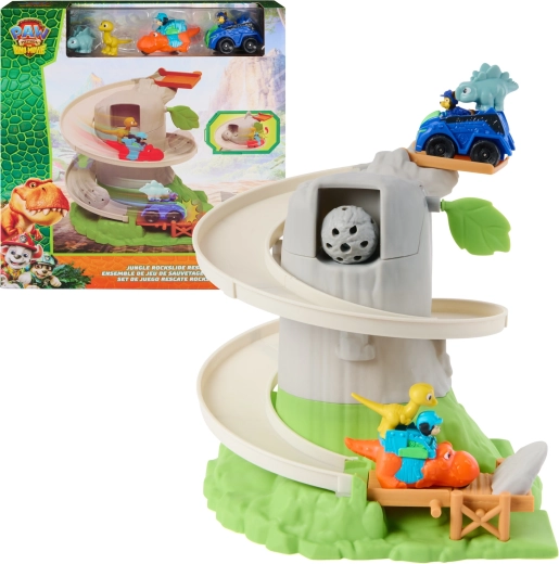 Spin Master Paw Patrol: The Dino Movie Jungle Rockslide Rescue – záchranná dráha s vozidlami a dinosaurami