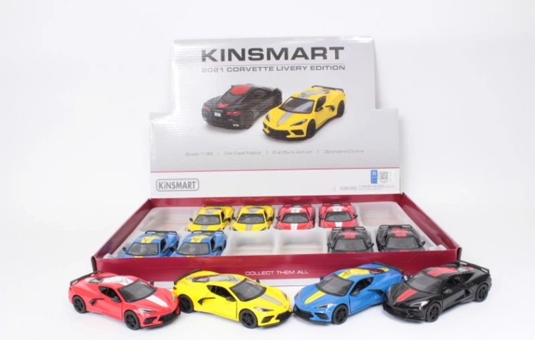 Chevrolet Corvette 2021 kovový model auta 1:36 s pohonom pull back