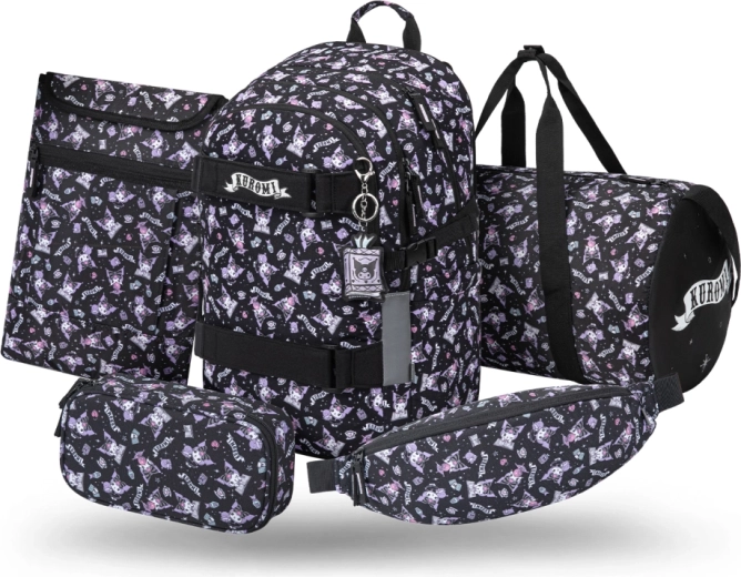 Sada 5 Baagl Skate Kuromi black – batoh, peračník, športová taška, ľadvinka a obal na notebook