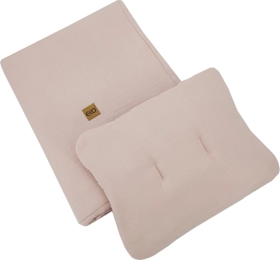 EKO mušelínová súprava do postieľky 2-dielna powder pink 30 × 40 cm a 75 × 100 cm