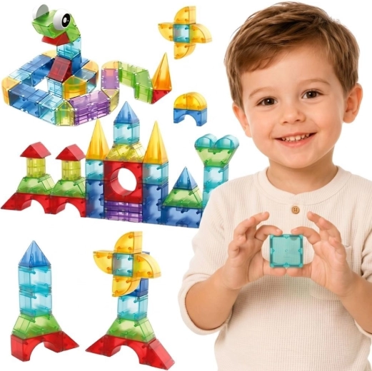 Woopie magnetické stavebné kocky 3D vzdelávacia súprava 63 dielov