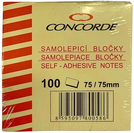 Samolepiaci bloček 75 × 75 mm, 100 listov, žltý