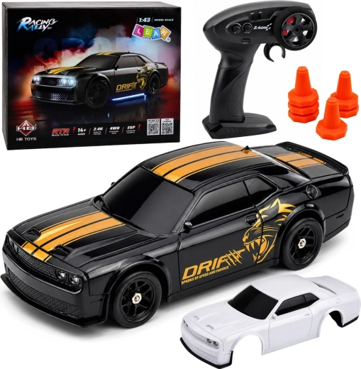 Športové RC drift auto 4WD s gyroskopom 2,4 GHz 1:43 čierne