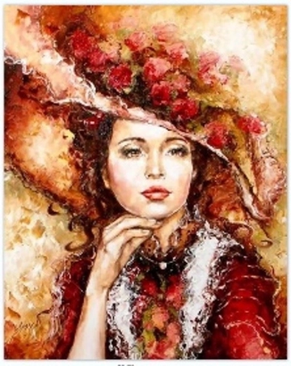 Maľovanie podľa čísel Žena v klobúku 40 × 50 cm