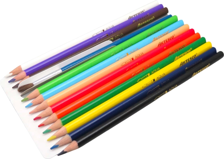 Akvarelové pastelky Color Plus – sada 12 farieb so štetcom a strúhadlom